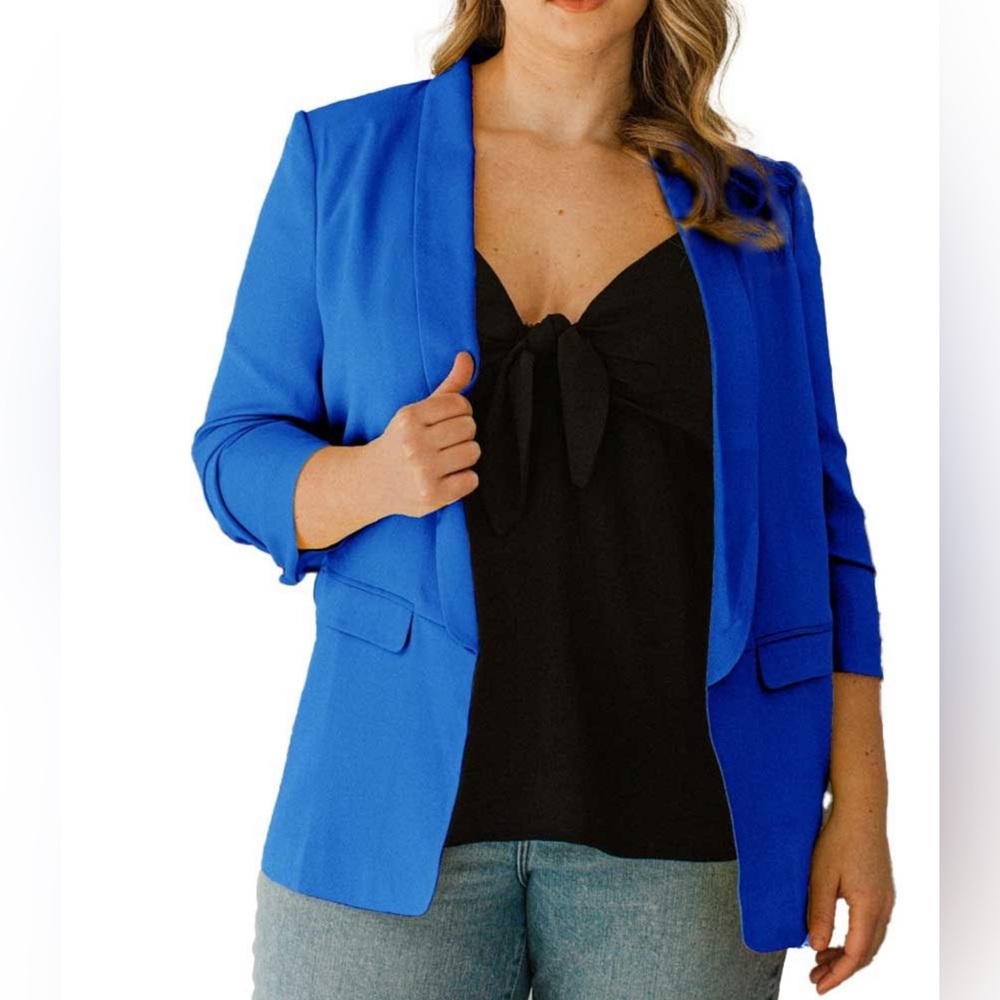 ODDY Royal Blue 3/4 Sleeve Business Casual Blazer Women’s 2X Worn Once